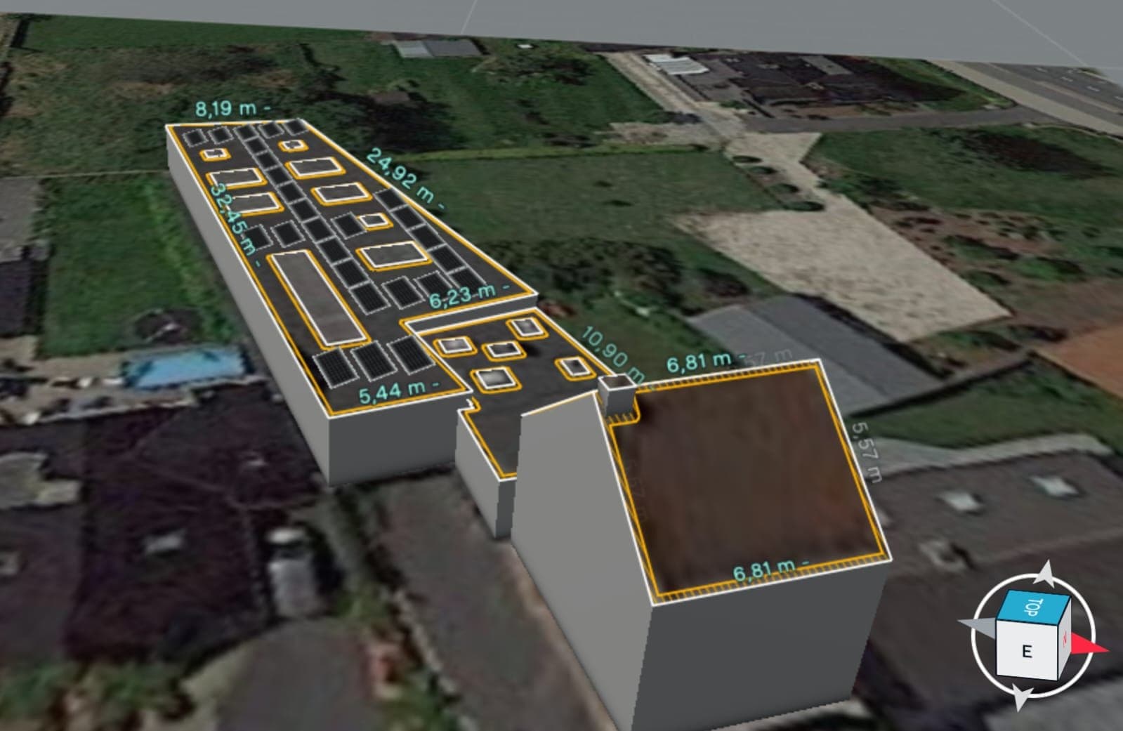 3D dakscan met panelenindeling